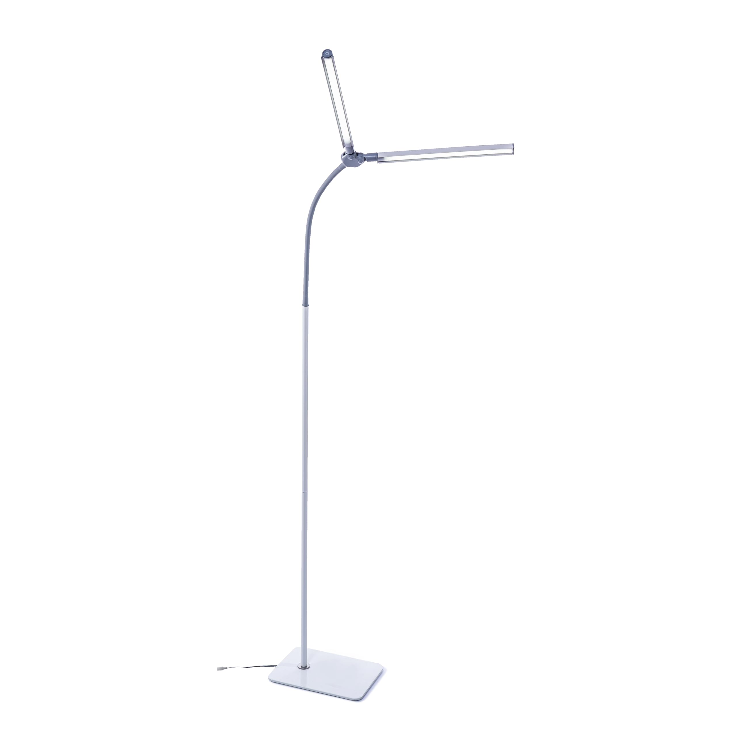 DuoPro Clamp LED Lamp - 6,000K Daylight, 2,100 Lux at 12", 4 Brightness Levels, Anti-Glare Shades, Adjustable Arm, Slim Design, Perfect for Sewing, Reading, Crafts, Beauty Treatments - Grey/White