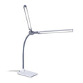 DuoPro Clamp LED Lamp - 6,000K Daylight, 2,100 Lux at 12", 4 Brightness Levels, Anti-Glare Shades, Adjustable Arm, Slim Design, Perfect for Sewing, Reading, Crafts, Beauty Treatments - Grey/White