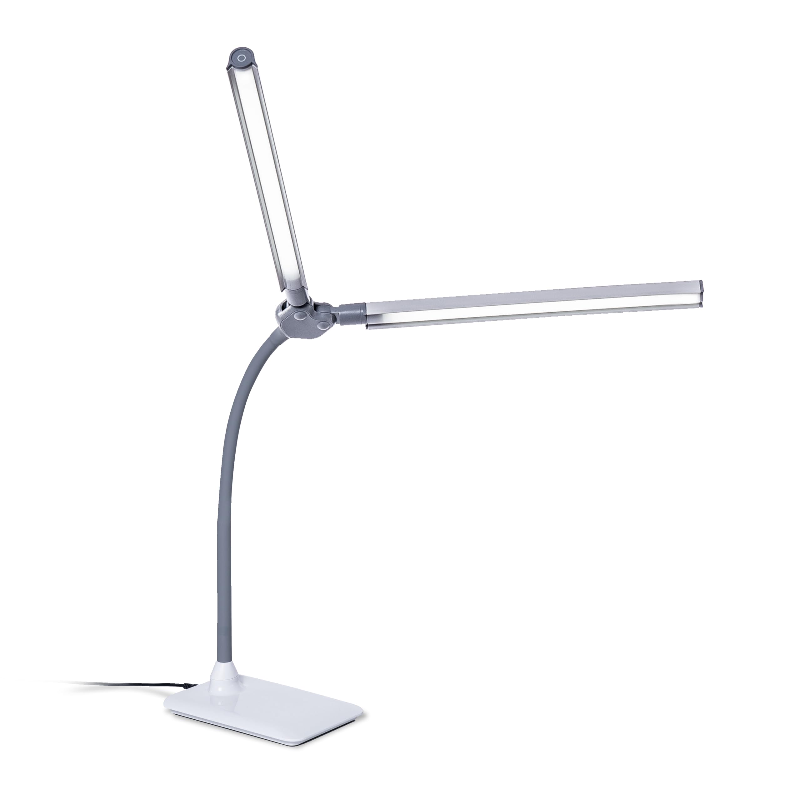 DuoPro Clamp LED Lamp - 6,000K Daylight, 2,100 Lux at 12", 4 Brightness Levels, Anti-Glare Shades, Adjustable Arm, Slim Design, Perfect for Sewing, Reading, Crafts, Beauty Treatments - Grey/White