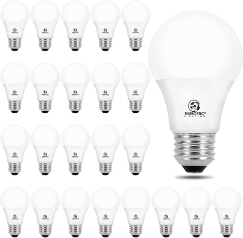 Energetic 24-Pack A19 LED Light Bulb, 60 Watt Equivalent, Daylight 5000K, E26 Medium Base, Non-Dimmable LED Light Bulb, ETL Listed