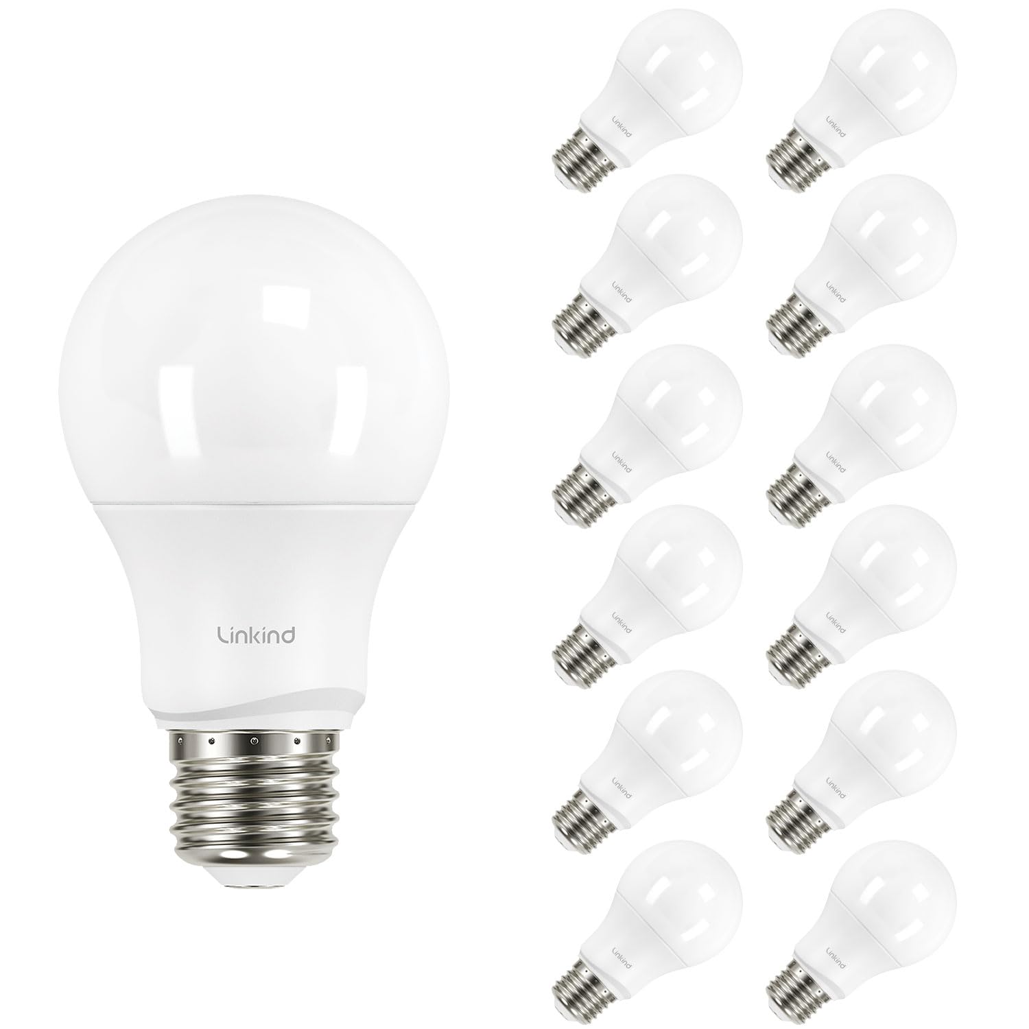 Linkind A19 LED Light Bulbs Dimmable, 60W Equivalent, Energy Efficient 9W, 2700K, 800 Lumens, E26 Standard Base, Lighting for Bedroom Living Room Home Office, 6 Packs