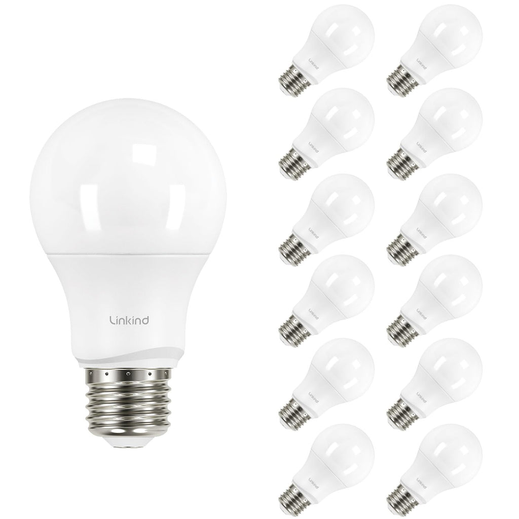 Linkind A19 LED Light Bulbs Dimmable, 60W Equivalent, Energy Efficient 9W, 2700K, 800 Lumens, E26 Standard Base, Lighting for Bedroom Living Room Home Office, 6 Packs