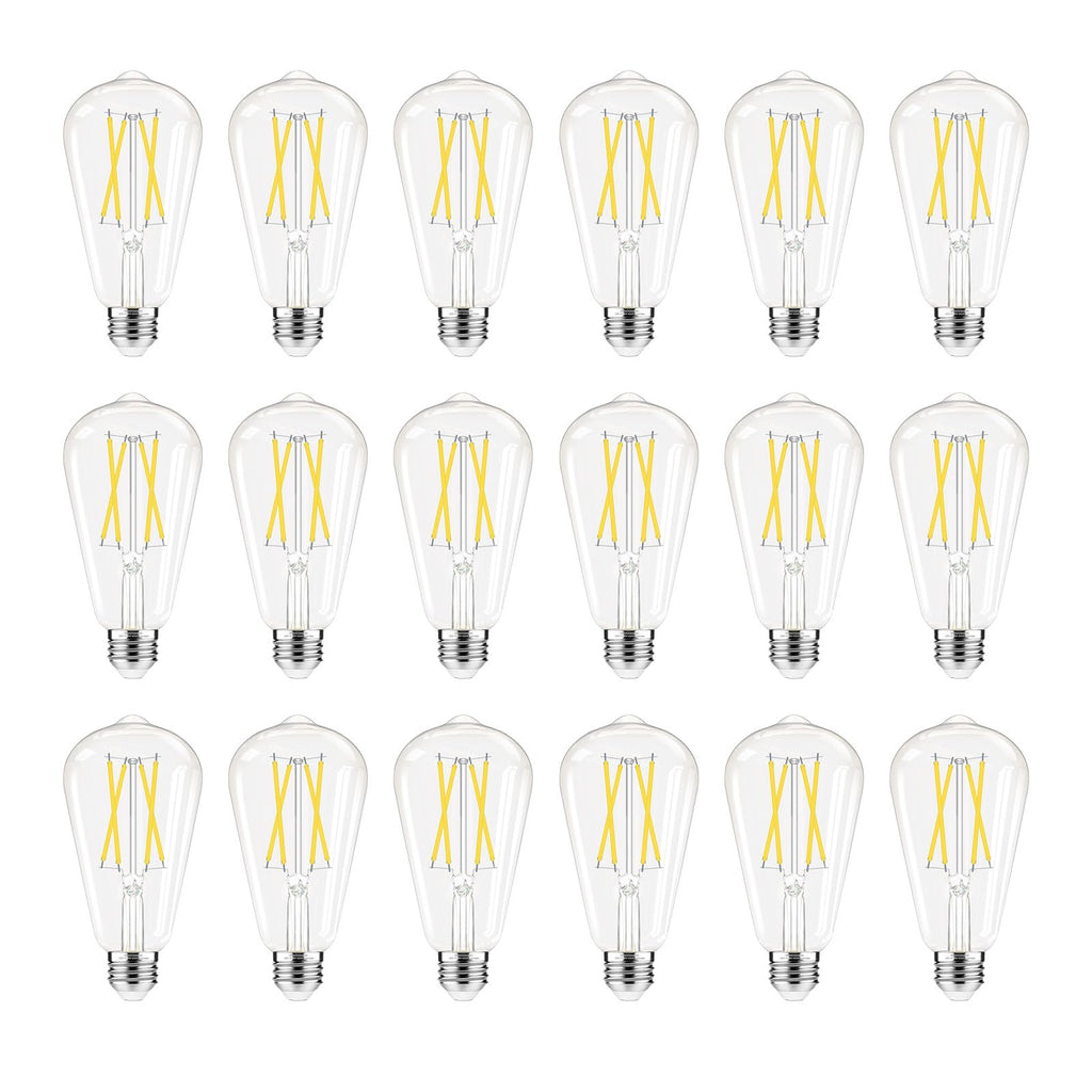 Dimmable Edison Bulbs, 4000K Daylight White, 6W Equivalent to 60 watt E26 LED Bulb, ST58 Vintage Light Bulbs, 600LM, 90+ CRI, E26 Base, Clear Glass, 6 Pack