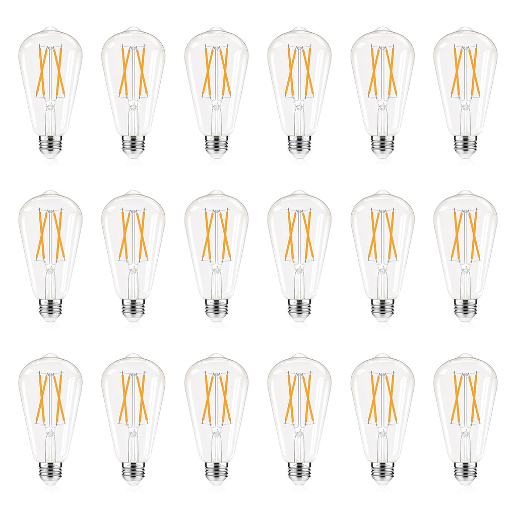 Dimmable Edison Bulbs, 4000K Daylight White, 6W Equivalent to 60 watt E26 LED Bulb, ST58 Vintage Light Bulbs, 600LM, 90+ CRI, E26 Base, Clear Glass, 6 Pack