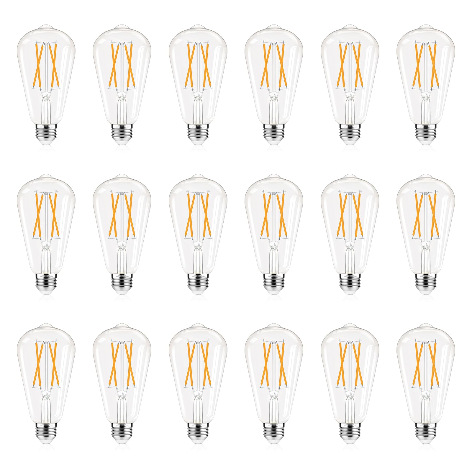 Dimmable Edison Bulbs, 4000K Daylight White, 6W Equivalent to 60 watt E26 LED Bulb, ST58 Vintage Light Bulbs, 600LM, 90+ CRI, E26 Base, Clear Glass, 6 Pack