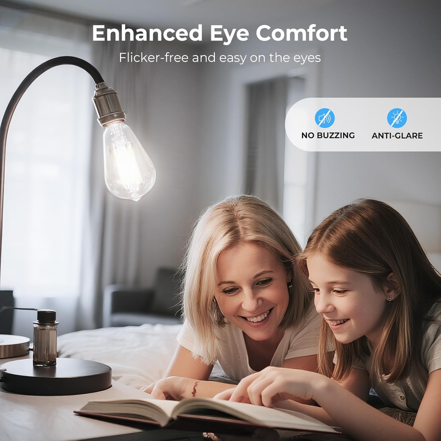 Dimmable Edison Bulbs, 4000K Daylight White, 6W Equivalent to 60 watt E26 LED Bulb, ST58 Vintage Light Bulbs, 600LM, 90+ CRI, E26 Base, Clear Glass, 6 Pack