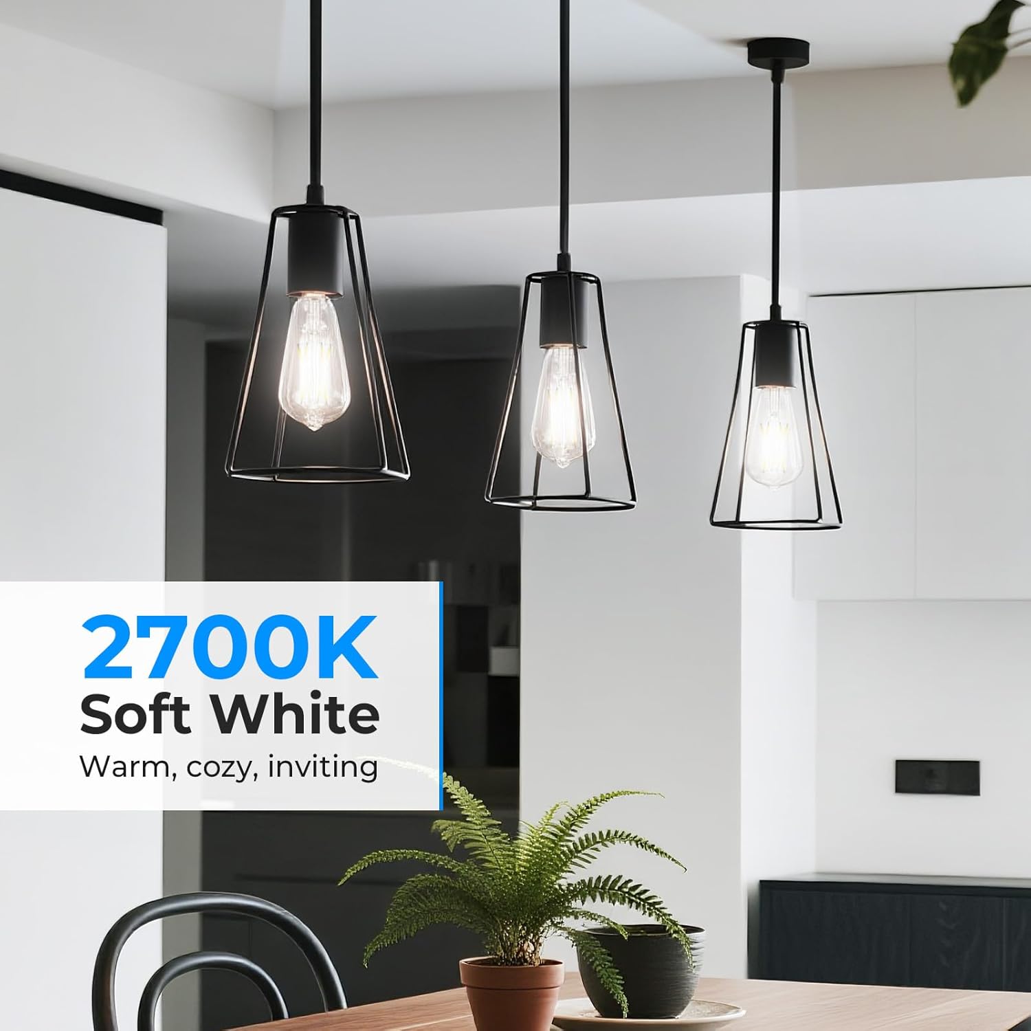 Dimmable Edison Bulbs, 4000K Daylight White, 6W Equivalent to 60 watt E26 LED Bulb, ST58 Vintage Light Bulbs, 600LM, 90+ CRI, E26 Base, Clear Glass, 6 Pack